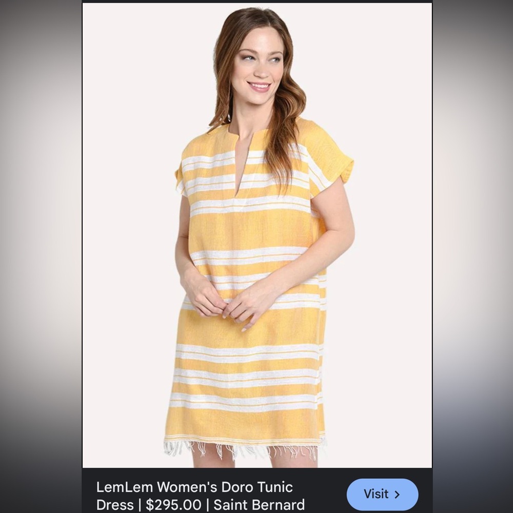 Lemlem Doro Golden Yellow and White cover up size XS